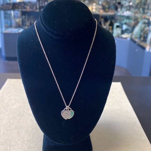 Tiffany&Co sterling silver 935 enamel heart tag charm necklace